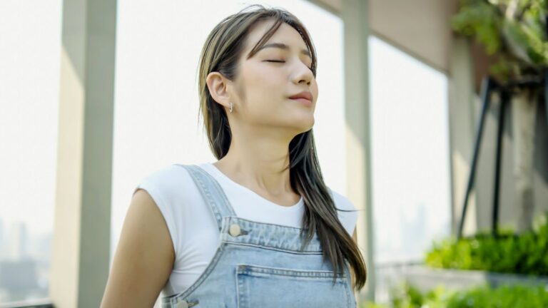 Nasal Congestion Blockage woman breathing easily through nose without congestion